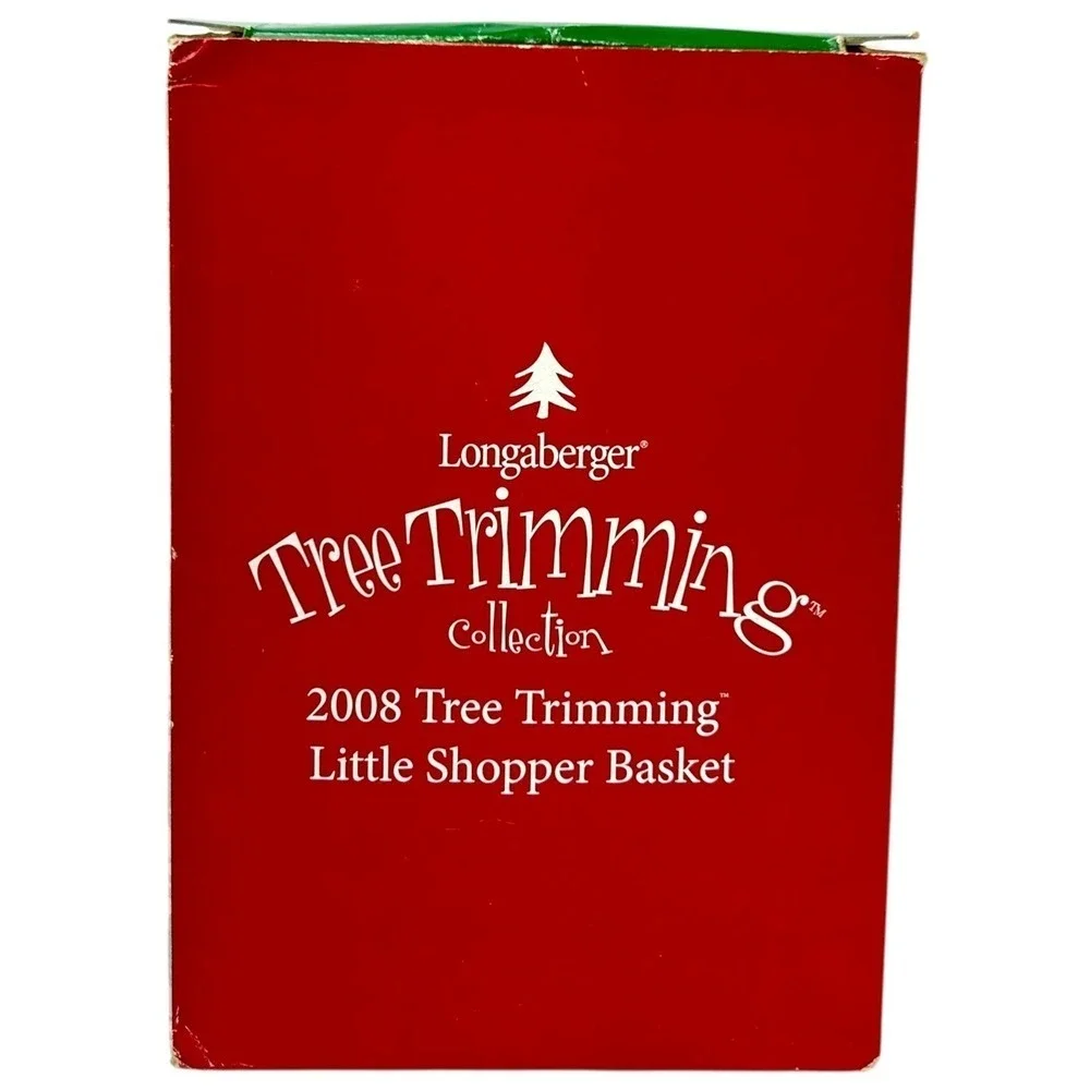 Longaberger LITTLE SHOPPER BASKET 2008 Tree Trimming Lid Liner Protector Tie-on